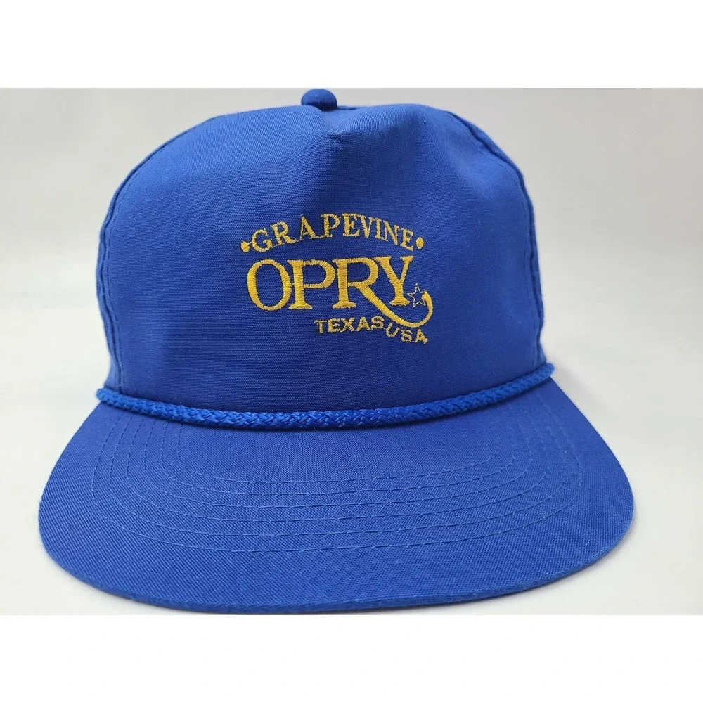 Vintage‎ Grapevine Opry Texas USA Outdoor Cap YoungAn Rope Snapback Hat Men Blue
